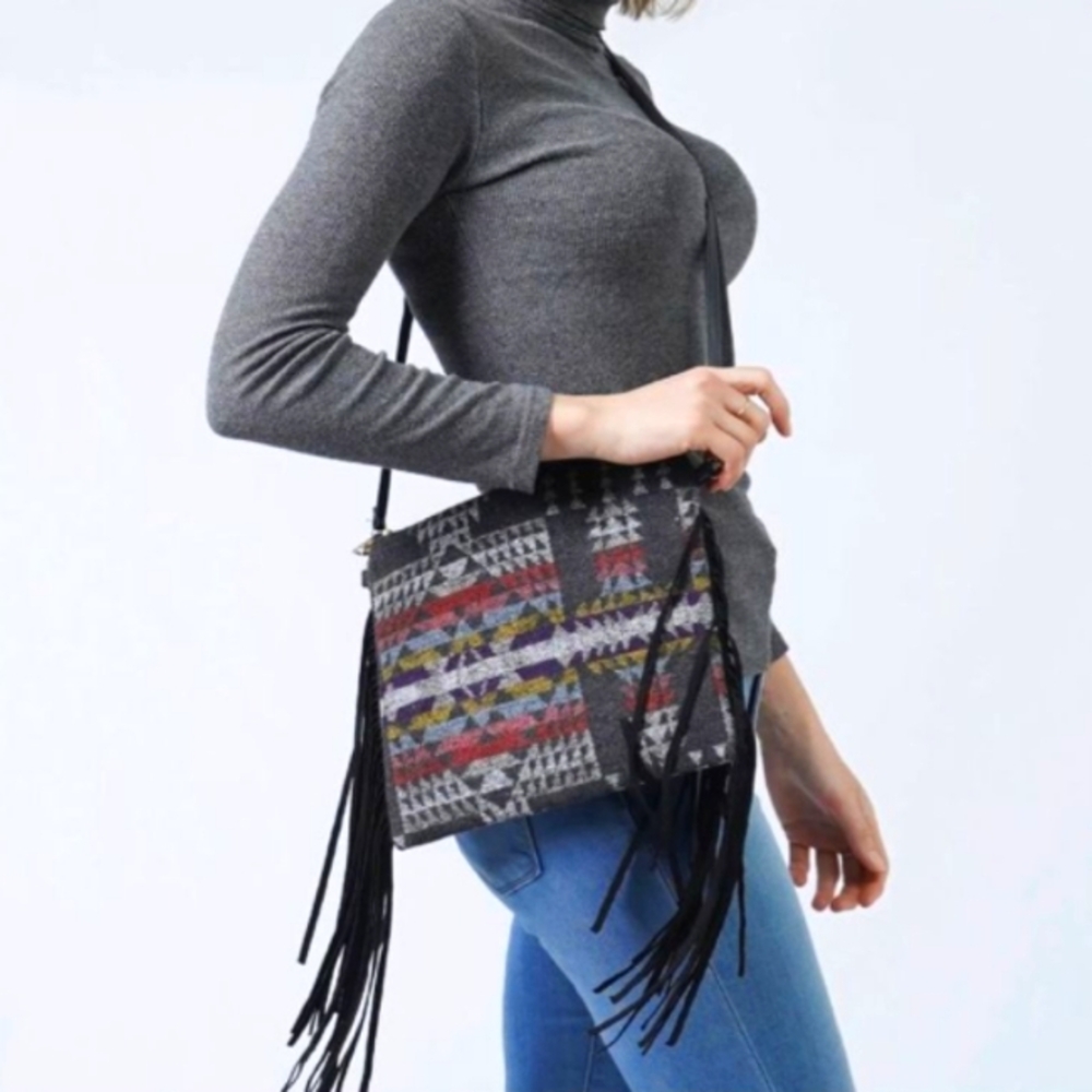 Western Boho Multiwear Bag with Fringe by L.I.B. New York NWT